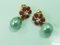 Silver Ruby Earrings witth Cultured Pearls, Set of 2 3