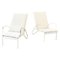 Fauteuils de Jardin Mid-Century en Fer Blanc avec Coussins en Tissu, Italie, 1960s, Set de 2 1