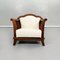 Italian Modern Wooden Armchairs with White Fabric, 1940s, Set of 2, Image 3