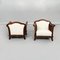 Italian Modern Wooden Armchairs with White Fabric, 1940s, Set of 2 2