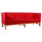 Red and Yellow Three-Seat Sofa in Wool and Beech by Erik Jørgensen, 1960s 1