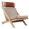 Lounge Chair in Beech Canvas and Leather by Hans J. Wegner, 1960s, Image 1
