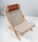 Lounge Chair in Beech Canvas and Leather by Hans J. Wegner, 1960s 2