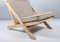 Lounge Chair in Beech Canvas and Leather by Hans J. Wegner, 1960s 5