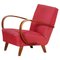 Czechia Red Lounge Chair in Art Deco Style, 1930s, Image 1