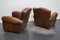 French Club Chairs in Cognac Leather with Moustache Back, 1940s, Set of 2 7