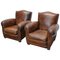French Club Chairs in Cognac Leather with Moustache Back, 1940s, Set of 2 1