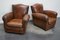 Club chair in pelle color cognac con baffi, Francia, anni '40, set di 2, Immagine 3