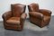 French Club Chairs in Cognac Leather with Moustache Back, 1940s, Set of 2 3