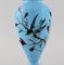 Antique Vases in Hand-Painted Mouth-Blown Opal Art Glass in Shades of Blue, Set of 3 2