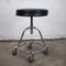 Black Adjustable Stool in Vinyl and Chrome on Wheels, 1980s 5