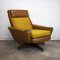 Mid-Century Lounge Chair in Brown Leather and Mustard Textured Fabric, 1970s 6