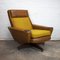 Mid-Century Lounge Chair in Brown Leather and Mustard Textured Fabric, 1970s, Image 6