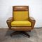 Mid-Century Lounge Chair in Brown Leather and Mustard Textured Fabric, 1970s, Image 9