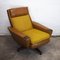 Fauteuil Mid-Century en Cuir Marron et Tissu Texturé Moutarde, 1970s 5