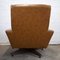 Mid-Century Lounge Chair in Brown Leather and Mustard Textured Fabric, 1970s, Image 2