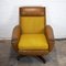 Mid-Century Lounge Chair in Brown Leather and Mustard Textured Fabric, 1970s 8