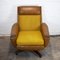 Mid-Century Lounge Chair in Brown Leather and Mustard Textured Fabric, 1970s, Image 8