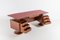 Italian Modern Boomerang Desk in Carved Walnut and Rosewood with Armchair 4
