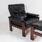 Mid-Century Danish Teak Rosewood & Black Leather Armchair and Footstool from Skipper Mobler, 1970s, Set of 2 7