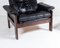 Mid-Century Danish Teak Rosewood & Black Leather Armchair and Footstool from Skipper Mobler, 1970s, Set of 2, Image 15