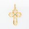 18 Karat Yellow Gold Cross Pendant with French Modern Emerald 3