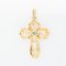 18 Karat Yellow Gold Cross Pendant with French Modern Emerald, Image 3