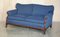 Victorian Napoleonic Blue Upholstery Sofa & Armchair Suite with Claw & Ball Feet, Set of 3 12