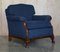 Victorian Napoleonic Blue Upholstery Sofa & Armchair Suite with Claw & Ball Feet, Set of 3 3