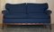 Victorian Napoleonic Blue Upholstery Sofa & Armchair Suite with Claw & Ball Feet, Set of 3 13