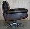 Brown Leather Ds-35 Swivel Armchair Hand Stitched from de Sede. 1960s 12