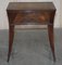 Victorian Mahogany Curved Single Drawer Side End Lamp Table with Brown Leather Top 10