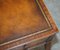 Victorian Mahogany Curved Single Drawer Side End Lamp Table with Brown Leather Top 8