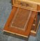 Light Walnut Twin Pedestal Partner Desk with Two Butlers Serving Trays 16