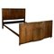 Art Deco Walnut Brown Double Frame Bed on Wheels from C.W.S 1