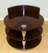 Brown Mahogany Drum Side Table with Two Tier & Metal Central Support 3