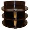 Brown Mahogany Drum Side Table with Two Tier & Metal Central Support 1