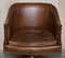 Butaca giratoria Captains Chesterfield vintage de cuero marrón teñido a mano, Imagen 3