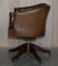 Vintage Hand Dyed Aged Brown Leather Captains Chesterfield Swivel Armchair 16