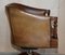 Butaca giratoria Captains Chesterfield vintage de cuero marrón teñido a mano, Imagen 13