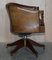 Vintage Hand Dyed Aged Brown Leather Captains Chesterfield Swivel Armchair 12