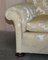 Victorian Damask Upholstery Sofa & Armchair Club Suite with Turned Bun Feet, Set of 3 7