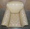 Victorian Damask Upholstery Sofa & Armchair Club Suite with Turned Bun Feet, Set of 3 6