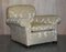 Victorian Damask Upholstery Sofa & Armchair Club Suite with Turned Bun Feet, Set of 3 3
