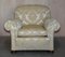 Victorian Damask Upholstery Sofa & Armchair Club Suite with Turned Bun Feet, Set of 3 12