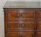 Burr Elm with Green Leather Top Four Drawer Filing Cabinet Part of Office Suite, Image 4