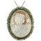 Cameo Emeralds Diamonds Rose Gold Silver Pendant 1