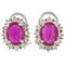 Boucles d'Oreilles Diamants et Rubis en Or Blanc, Set de 2 1