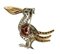 Red Coral Button Diamonds Emerald 14k White and Rose Gold Bird Shape Brooch 2