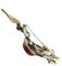 Red Coral Button Diamonds Emerald 14k White and Rose Gold Bird Shape Brooch, Image 4